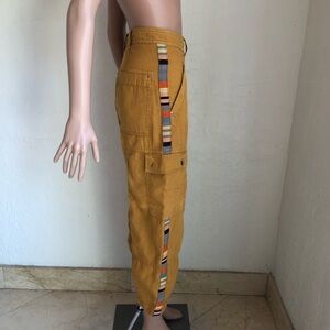 Anthropologie Brendan Mustard Orange Cargo Pants Women’s Size 4 Embroidered